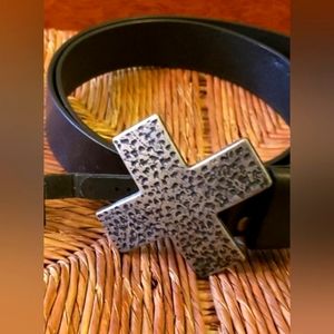 Guess Hammered Full Grain Brown Leather Belt Size 34